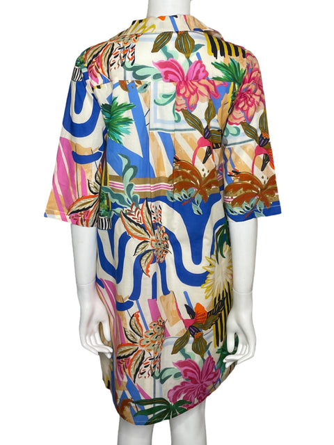 Vestido Vilagallo Mini Camisero Algodón Azul - Talla 38
