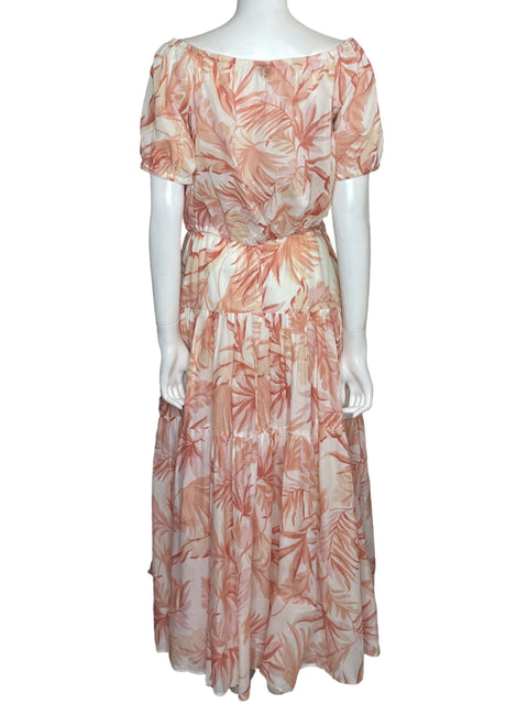 Set Ann Taylor Blusa+falda Estampado Algodón Naranja - Talla 2