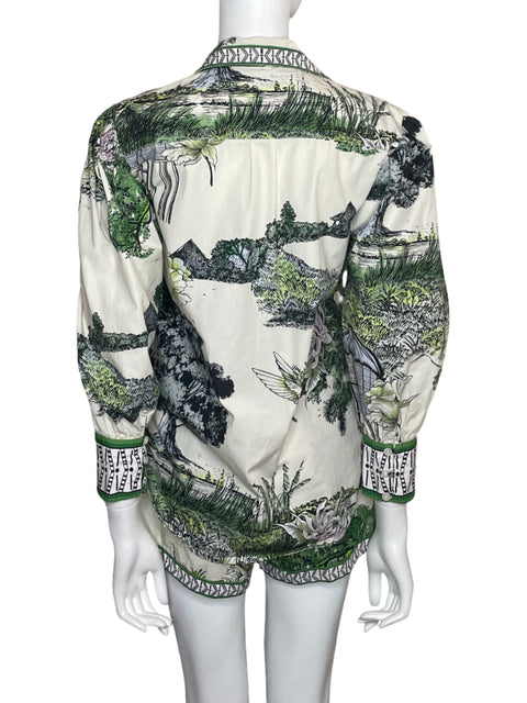 Set Las Sureñas Camisa+short Estampado Algodón Verde - Talla S