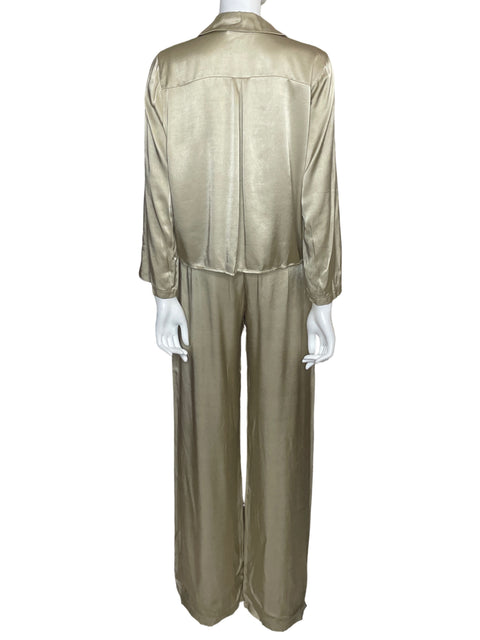 Conjunto In Italy Camisa+pant Satinado Beige - Talla U