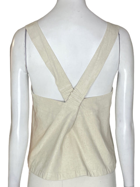 Blusa Faenza Sin mangas Lino Beige - Talla S
