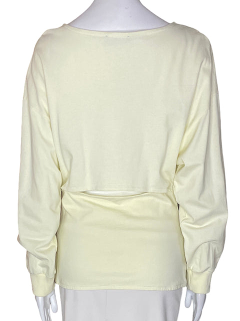 Blusa A.w.a.k.e Liso Manga larga Beige - Talla S