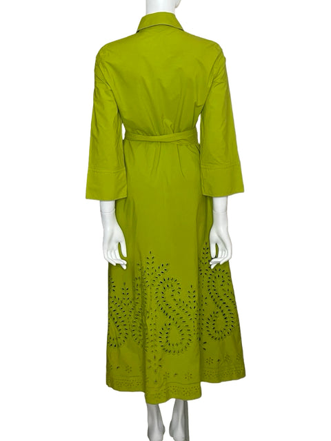 Vestido Zara Camisero Eyelet Verde - Talla S