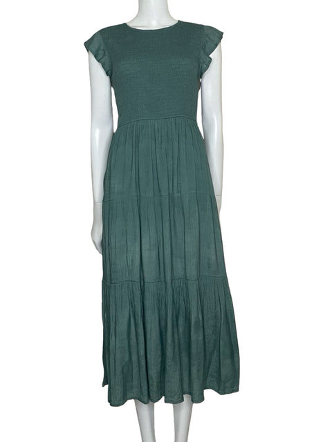 Vestido Mine Maxi Fluido Verde - Talla M