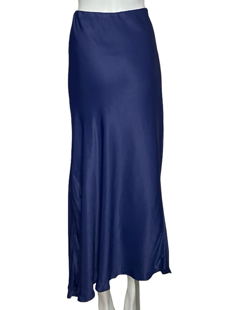 Falda Anthropologie Maxi Satinada Azul - Talla XL