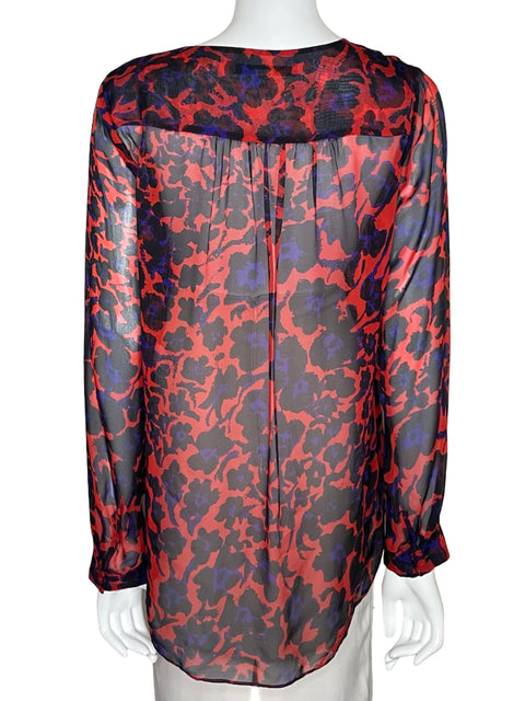Camisa Diane Von Furstenberg Vuelos Estampado Rojo - Talla 12