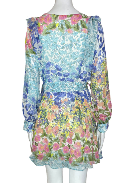 Vestido Zara Estampado Suelto Azul - Talla M