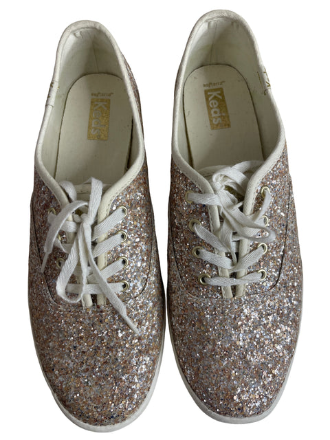 Zapatilla Softerra Keds Brillo Bajas Cordones Plateado - Talla 39