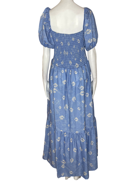 Vestido Zawary Estampado Abullonado Ajustado Azul - Talla XL
