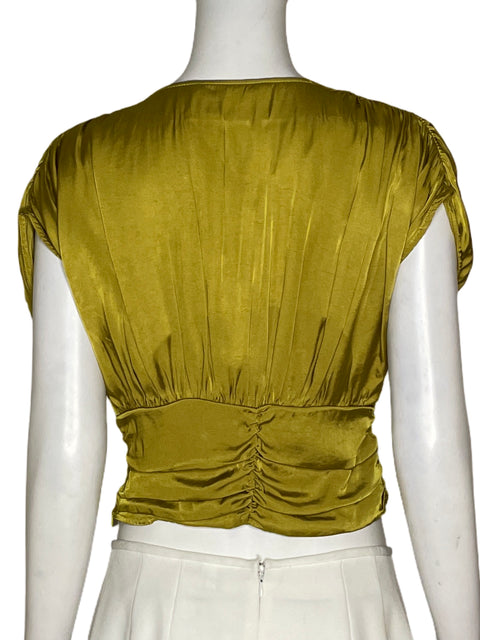 Top Zara Satinado Verde - Talla S