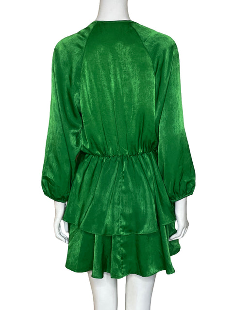 Vestido Zara Midi Satinado Verde - Talla S