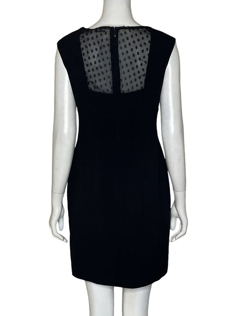 Vestido Calvin Klein Malla Bordada Midi Negro - Talla M