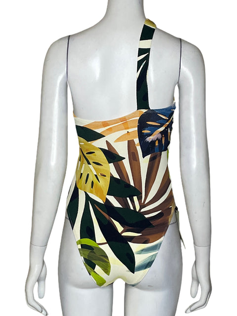 Vestido De Baño Never Fully Dressed Asimétrico Bordado Verde - Talla 36