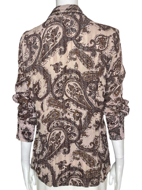 Blusa Karen Kane Estampado Botones Marrón - Talla XL