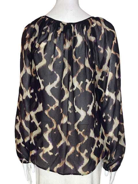 Blusa Karen Kane Estampado Transparente Manga larga Marrón - Talla M