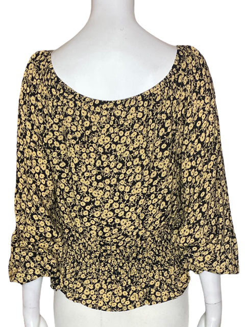 Blusa Lost+wander Floral Cuello v Beige - Talla L