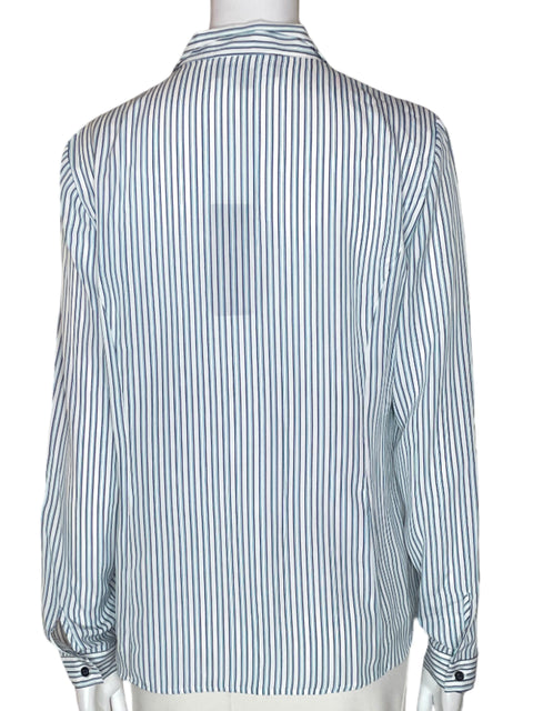 Blusa Jones New York Rayas Cuello v Manga larga Azul - Talla S