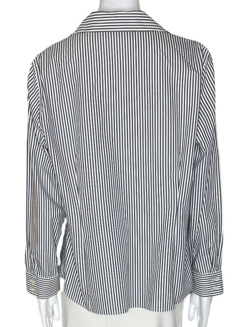 Blusa Jones New York Rayas Manga larga Cuello v Negro - Talla L