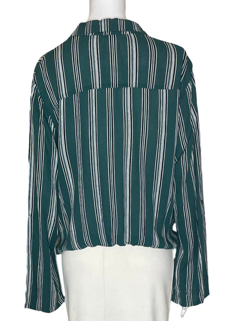 Blusa Self E Rayas Botones Manga larga Verde - Talla XL