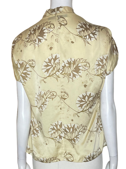 Blusa Anne Klein Estampado Manga corta Cruzado Beige - Talla 10