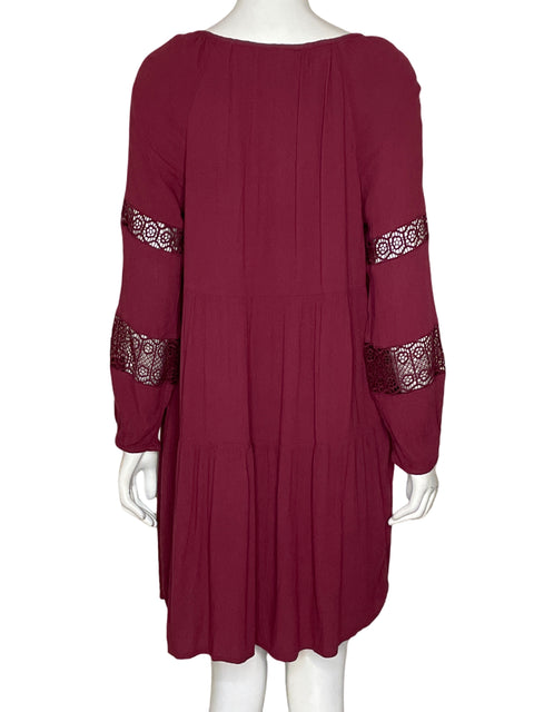Vestido Los Navy Detalles De Encaje Midi Rojo - Talla M