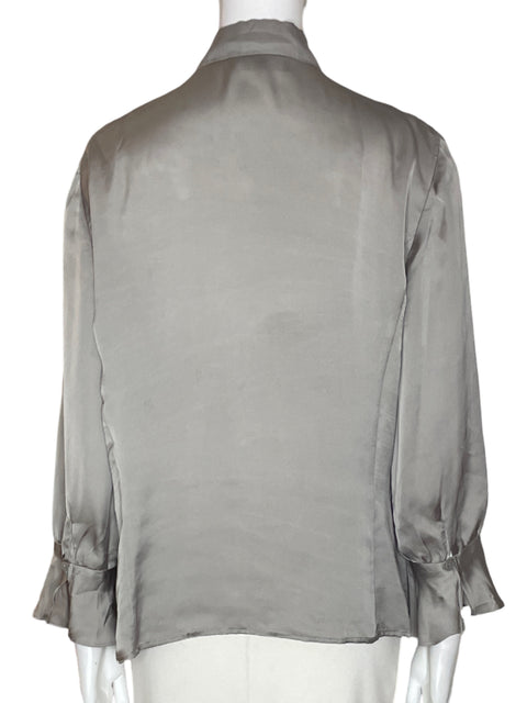 Blusa Jones New York Ruchas Manga larga Cuello v Gris - Talla L