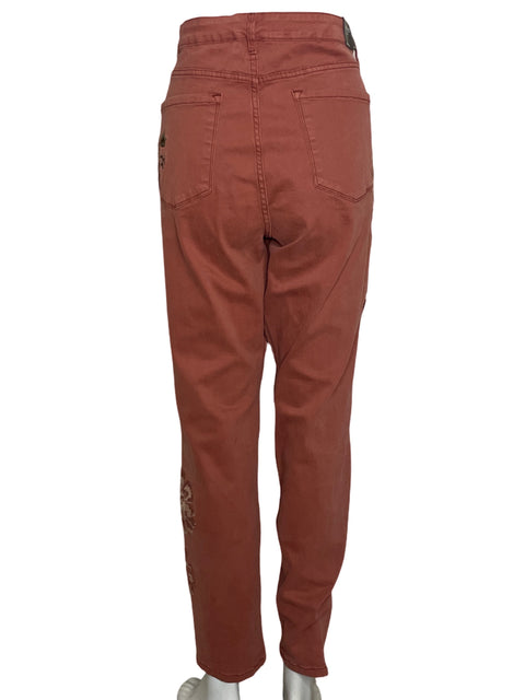 Pantalón Nine West Bordado Granercy Skinny Marrón - Talla 14