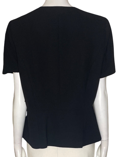 Chaqueta Tahari Liso Manga corta Zipper Negro - Talla 12