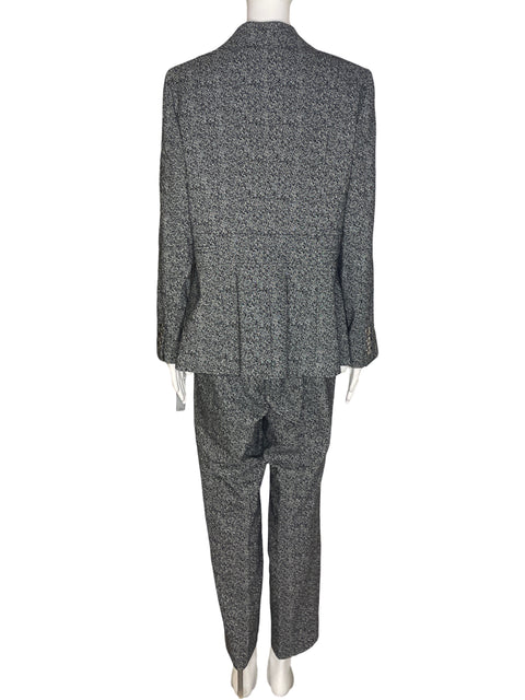 Conjunto Tahari Granulado Blazer/pantalon Gris - Talla 16