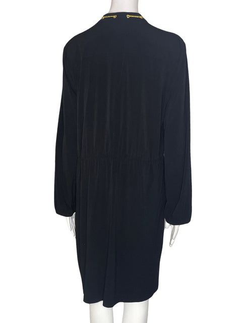 Vestido Tahari Manga larga Suelto Cadenas Negro - Talla 10