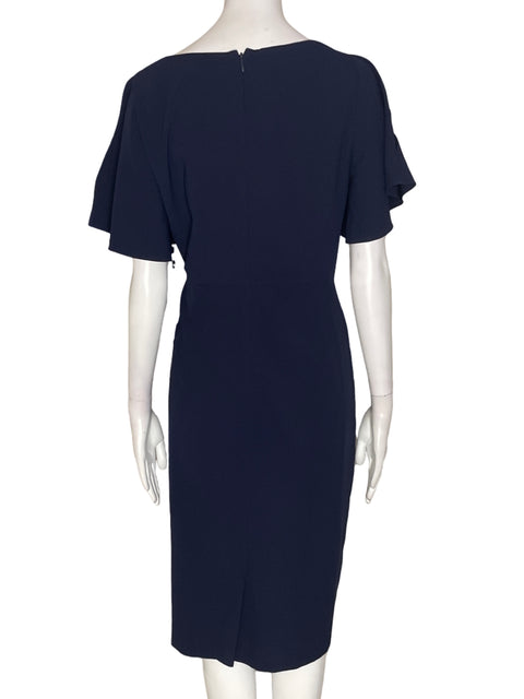 Vestido Adrianna Papell Cold shoulder Cuello v Azul - Talla 14