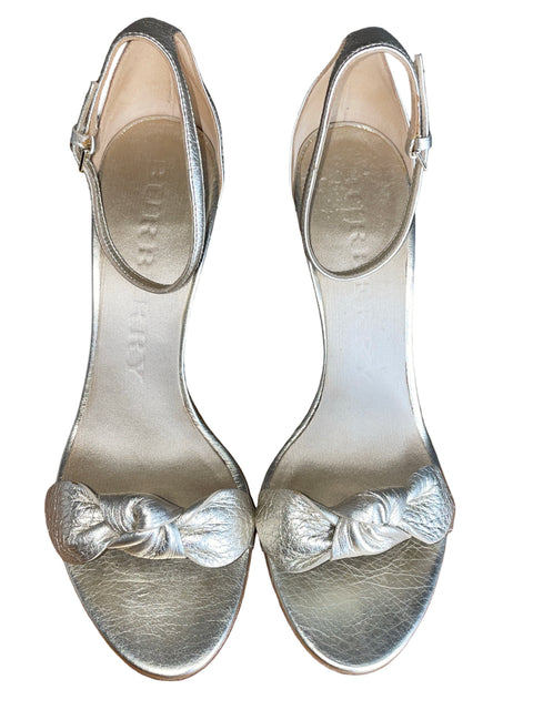 Zapato Burberry Knot Tacón alto Metalizado Plateado - Talla 5