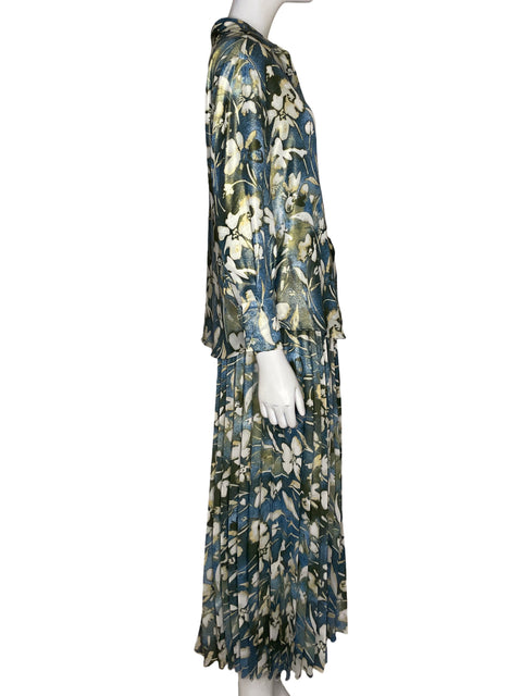 Conjunto Zara Estampado Floral Plisado Azul - Talla XS