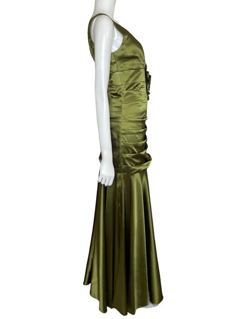 Vestido Aspeed Plisado Satinado Verde - Talla S