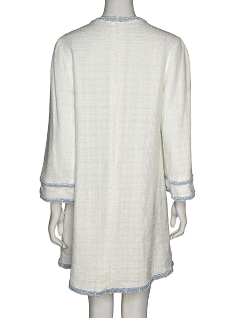 Vestido Sandro Paris Ribetes Tweed Azul - Talla 42