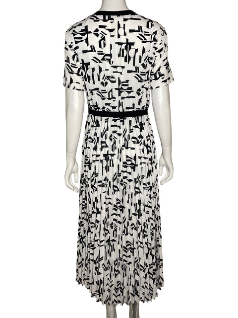Vestido Maje Estampado Plisado Negro - Talla 42