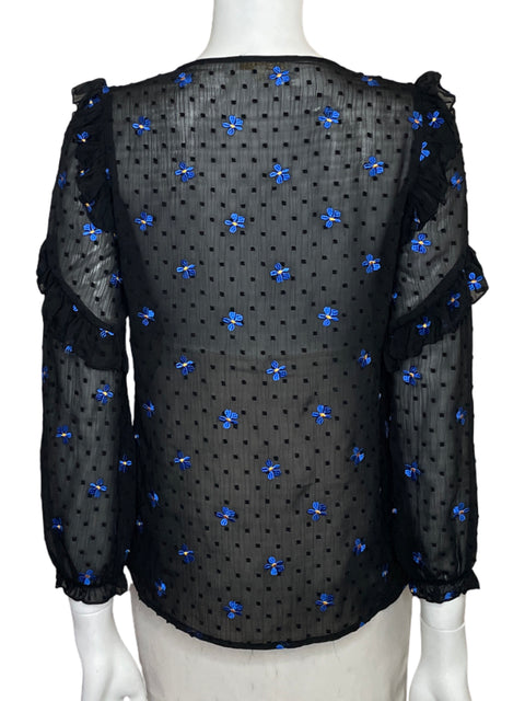 Blusa Maje Manga larga Floral Negro - Talla XS