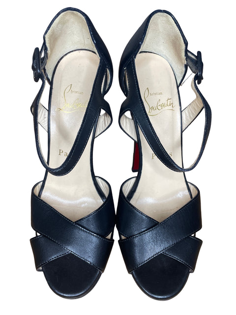 Sandalia Christian Louboutin Cross Me Tacón alto Negro - Talla 36