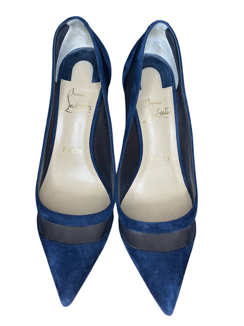 Zapato Christian Louboutin Stiletto Gamuzado Tacón alto Azul - Talla 36