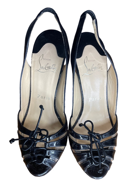 Sandalia Christian Louboutin Charol Negro - Talla 36