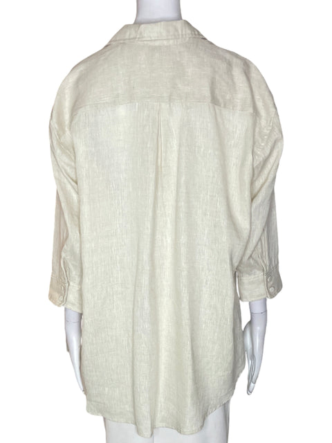 Blusa Studio F Manga larga Liso Botones Beige - Talla M