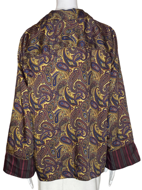 Blusa Zara Estampado Botones Marrón - Talla L