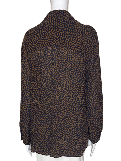 Blusa Zara Estampado Manga larga Botones Marrón - Talla M