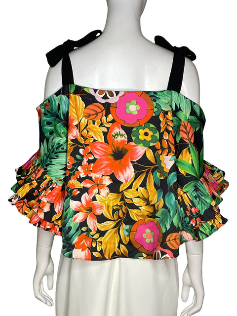 Blusa Cq By Cq Estampado Floral Verde - Talla L