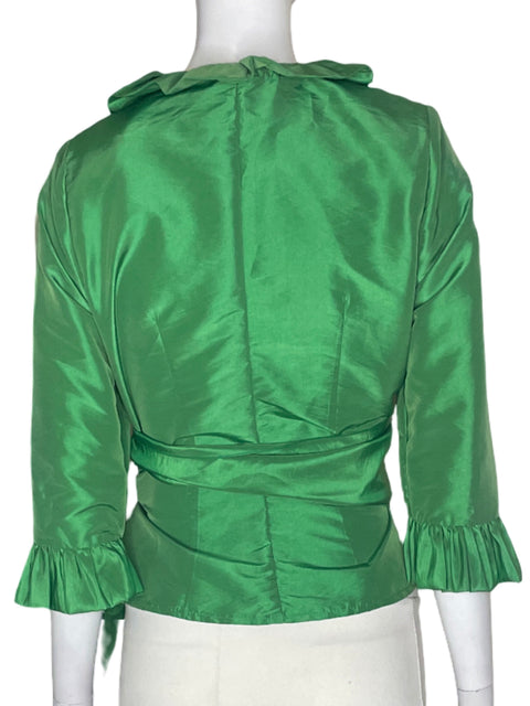 Blusa Sonia Peña Liso Ruchas Fajon Verde - Talla 42