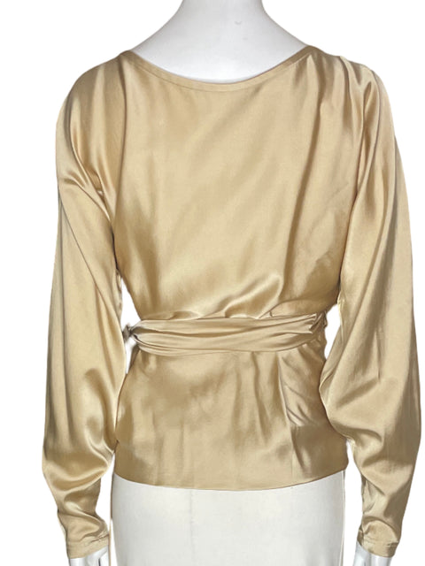Blusa Adolfo Dominguez Liso Satinado Beige - Talla 40