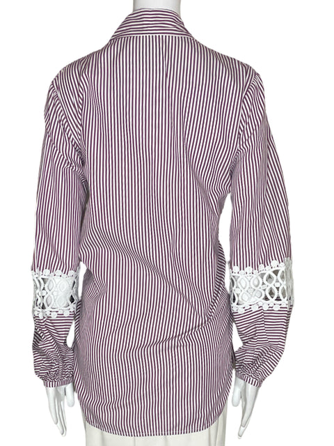 Blusa Silvia Tcherassi Rayas Cruzado Amarrado Marrón - Talla S