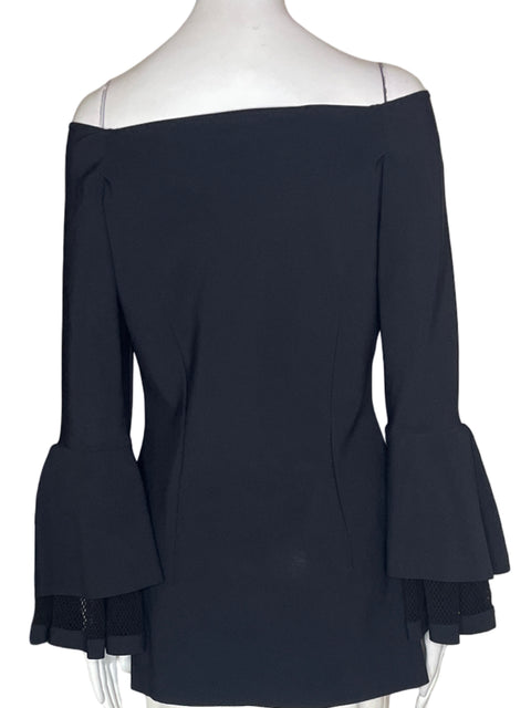 Blusa Chiara Boni Liso Ruchas Manga larga Negro - Talla S