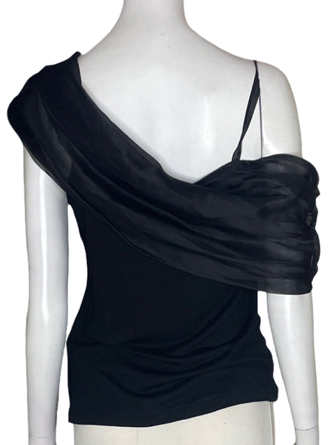 Blusa Carolina Herrera Oneshoulder Transparente Liso Negro - Talla M