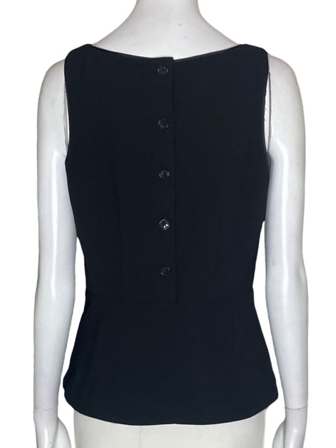 Blusa White House Black Market Sin mangas Liso Negro - Talla 4